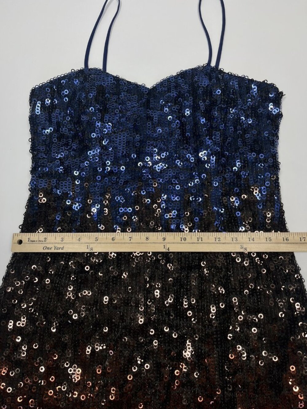Vintage Jolene Dress Womens 10 Blue Sequin Ombre Sleeveless Mini Y2K Taylor - Picture 8 of 11